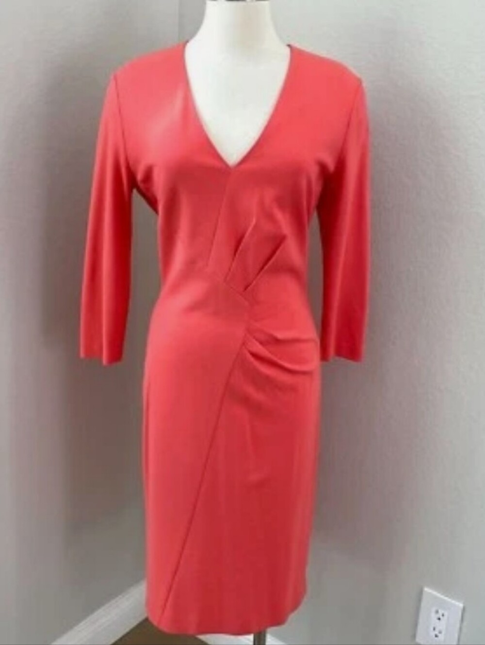 ESCADA Coral Knit Rouched Bodice Women's Dress Size 44EU or Large